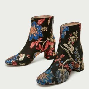 ZARA Embroidered floral flower boots